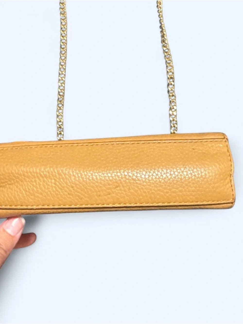Tory Burch Tan Pebbled Leather Crossbody with Gold Chain